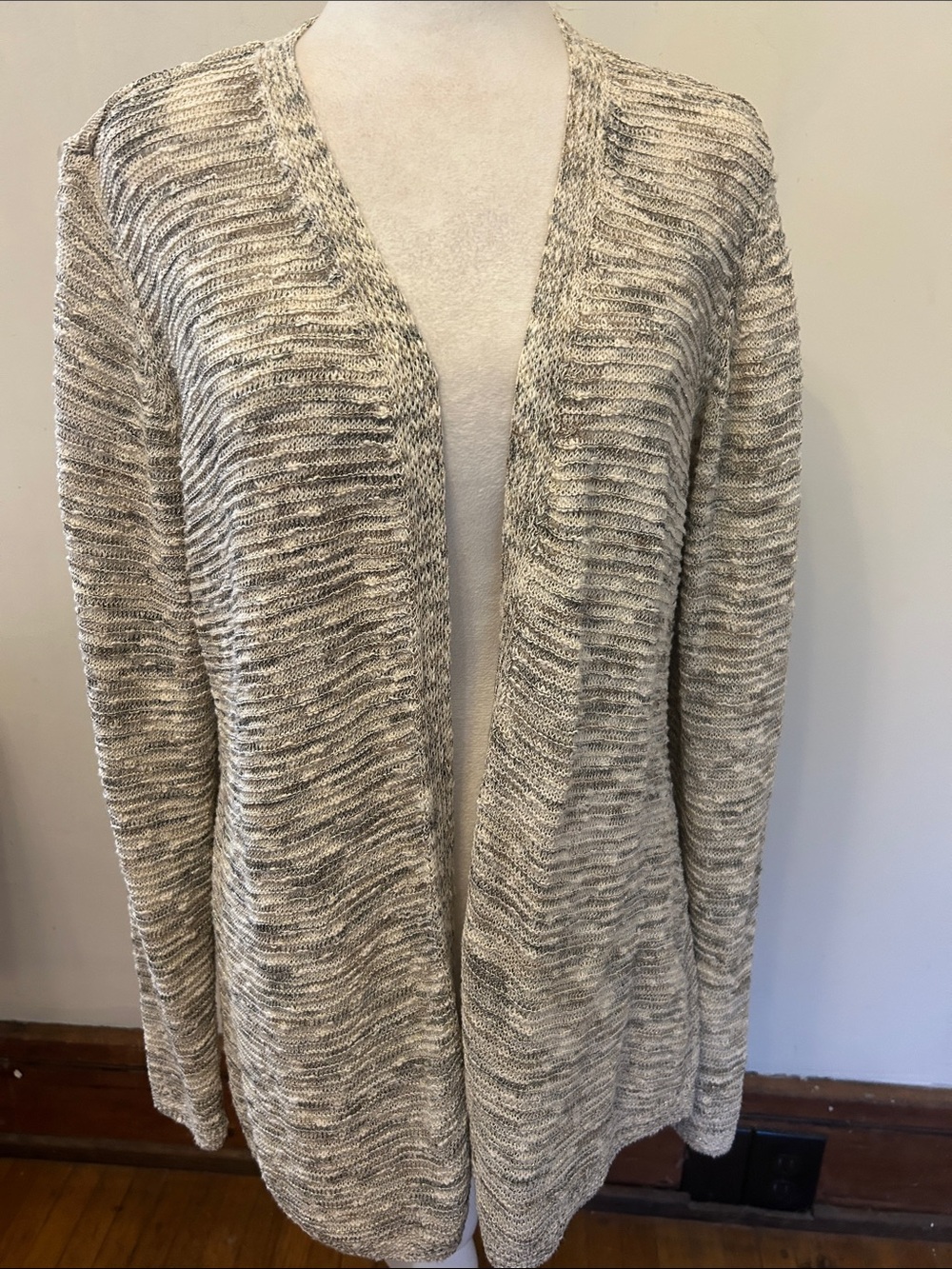 Belldini Soft Knit Open-Front Women's Cardigan Cream Sparkle size XL EUC